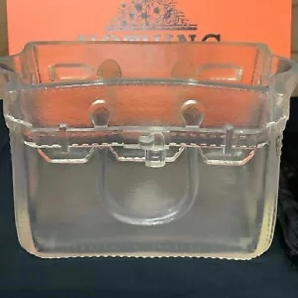 Translucent Handbag with Scalloped Edge and Textured Border